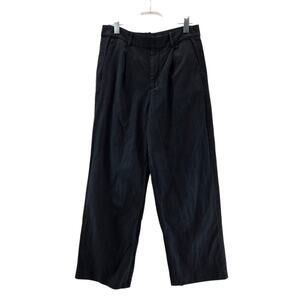Madewell Wide Leg Pleated Pants Womens 6‎ Black High Rise Ankle Lyocell Linen